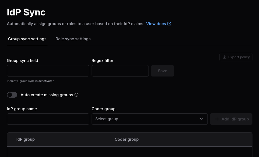 IdP Sync - Group sync settings