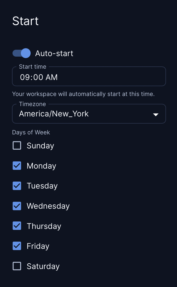 Auto-start UI